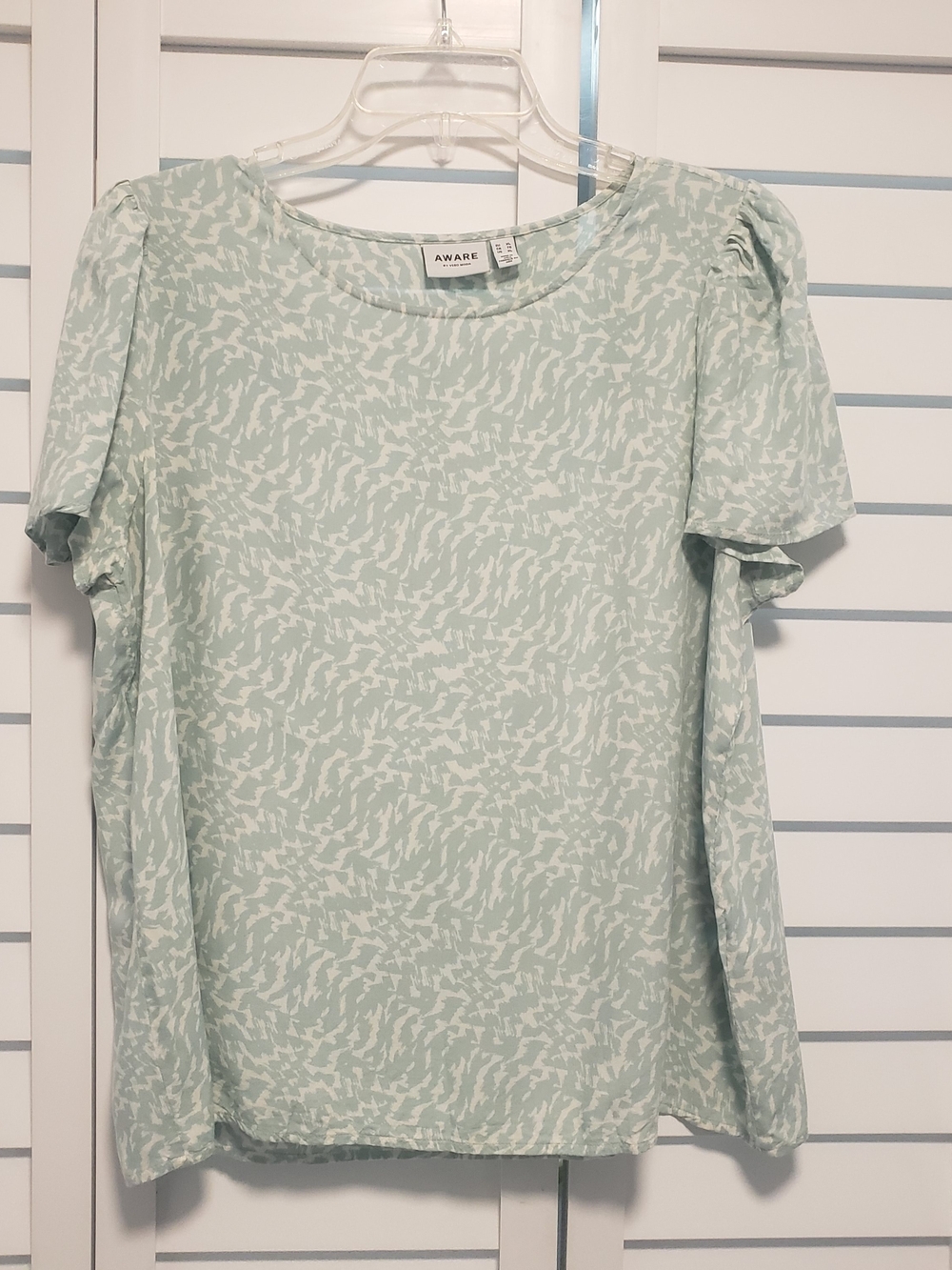 Vero Moda Mint Green Abstract Print Short Sleeve Blouse